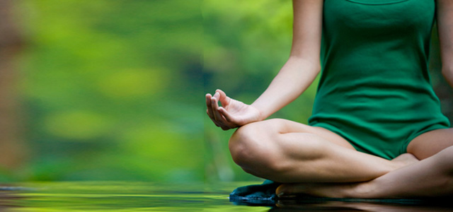 a woman meditating